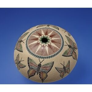 Mata Ortiz Pottery Oscar Ramirez Seed Pot Colorful Butterfly Butterflies Mexico